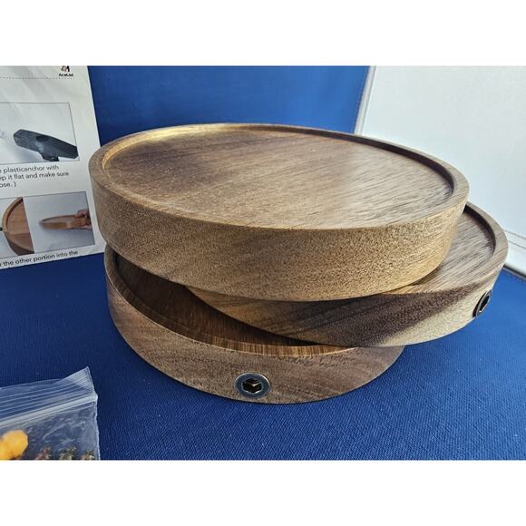 3-Pack Round Floating Shelves for Wall Decor, 6'' Diameter Beech Wood - Picture 2 of 5